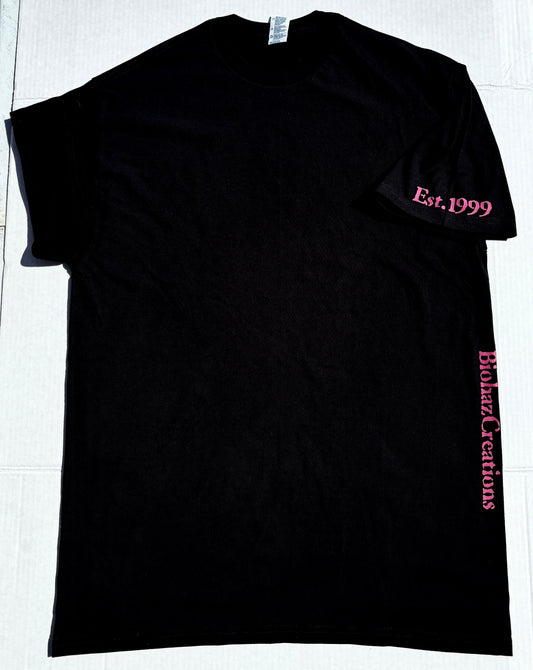 Biohaz Creations logo t-shirt (pink logo)